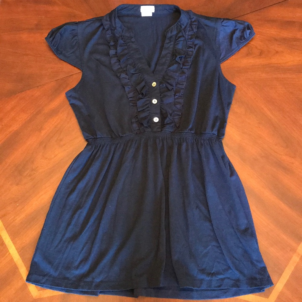 Navy blue medium maternity cap sleeve top